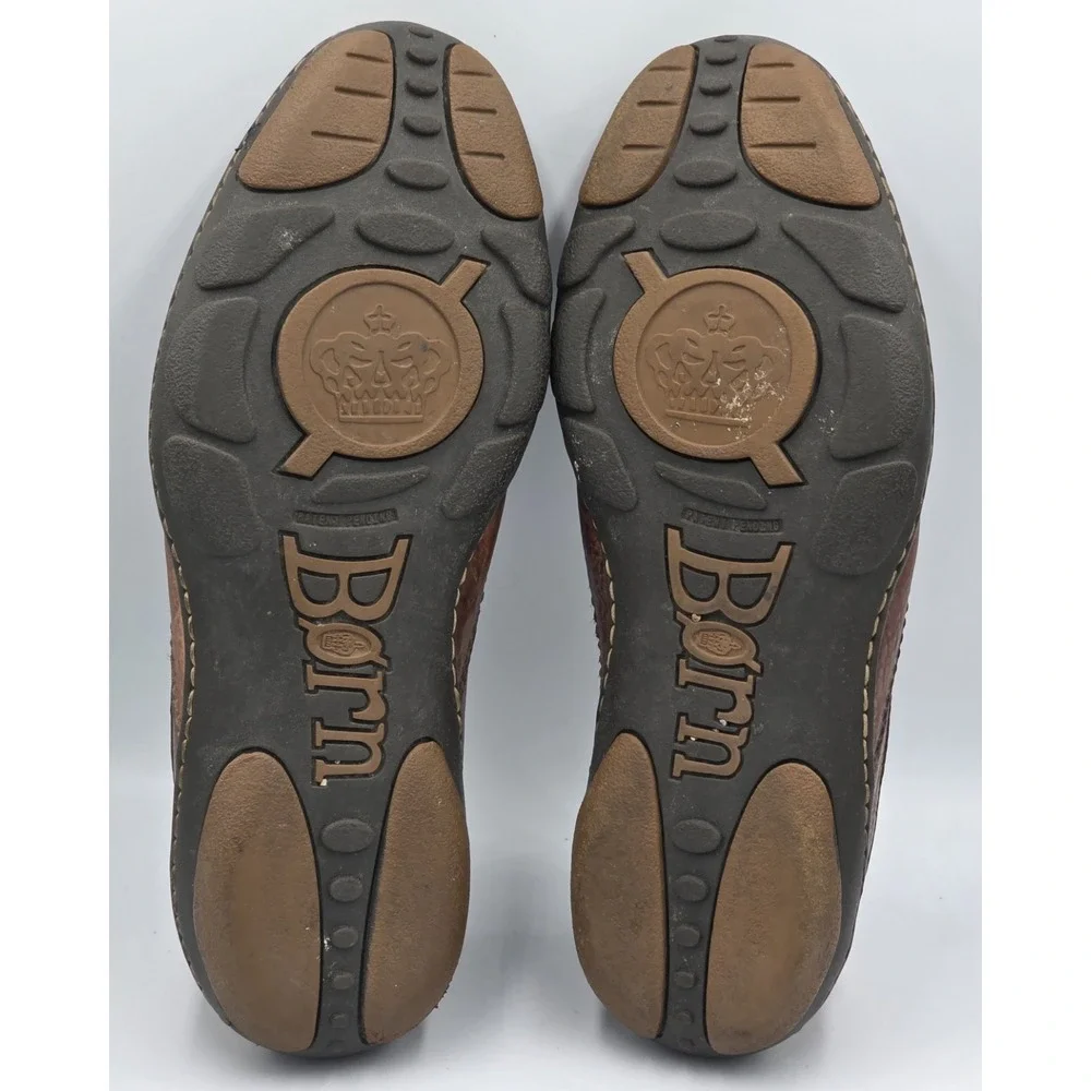 Born‎ Men's Brown Leather Slip-On Loafer Casual Boat Shoes Size US 9 M EU 42.5